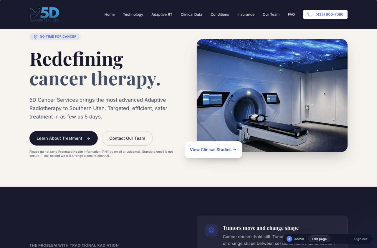 5D Cancer Services - Smart Website by InfuseAI