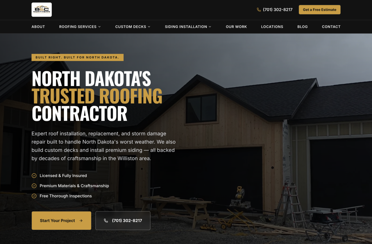 B&C Northern Construction - Smart Website by InfuseAI
