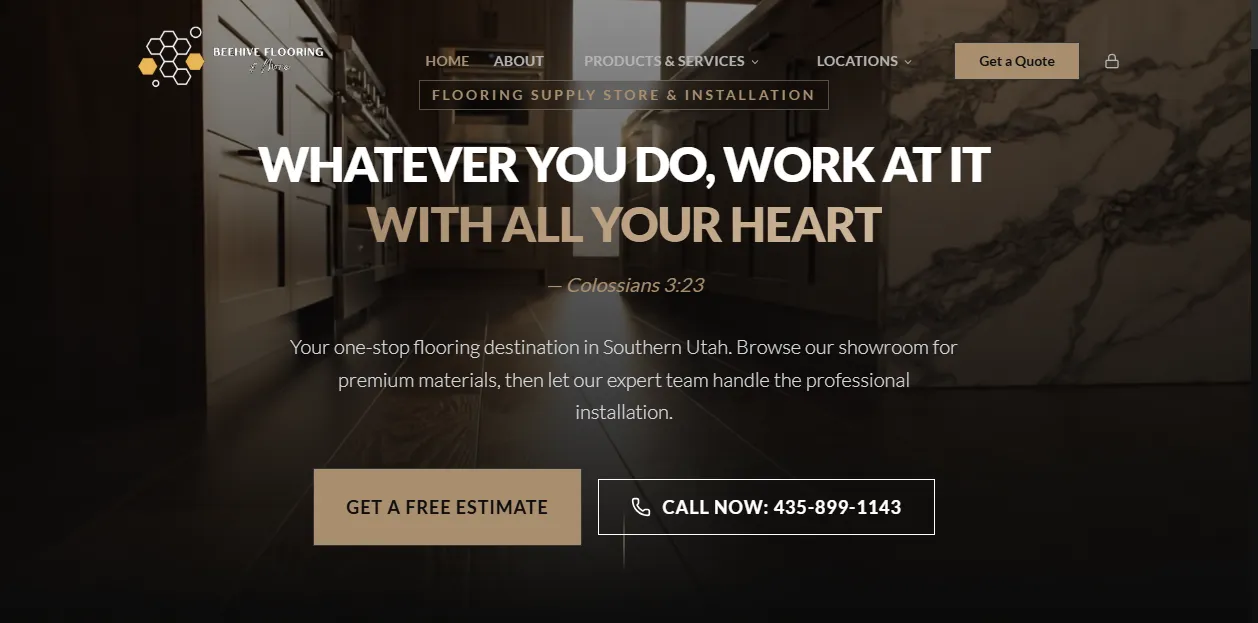 Beehive Flooring website screenshot