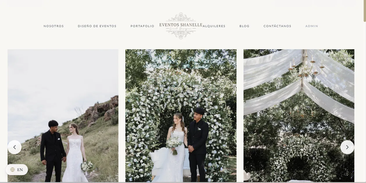 Eventos Shanelle website screenshot