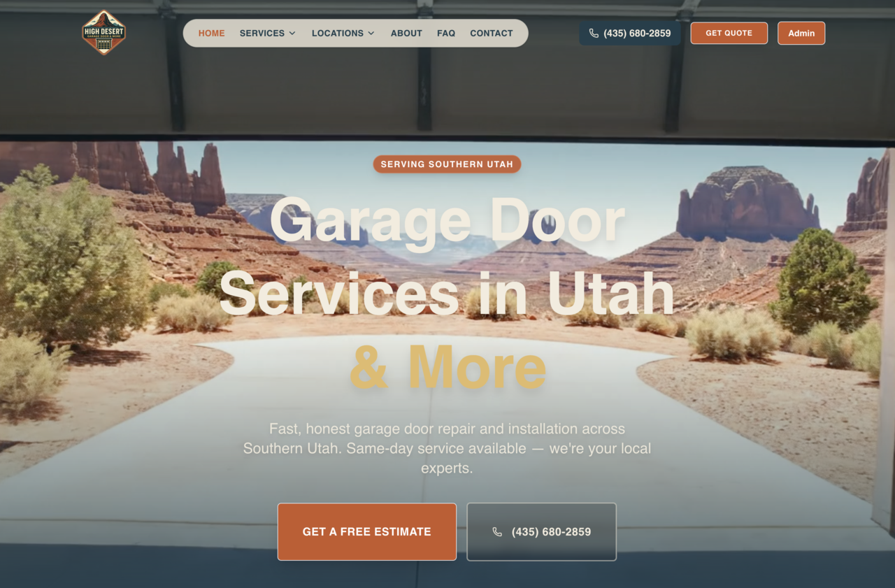 High Desert Garage - Smart Website by InfuseAI