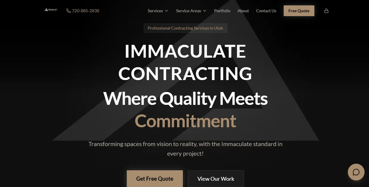 Immaculate Contracting website screenshot