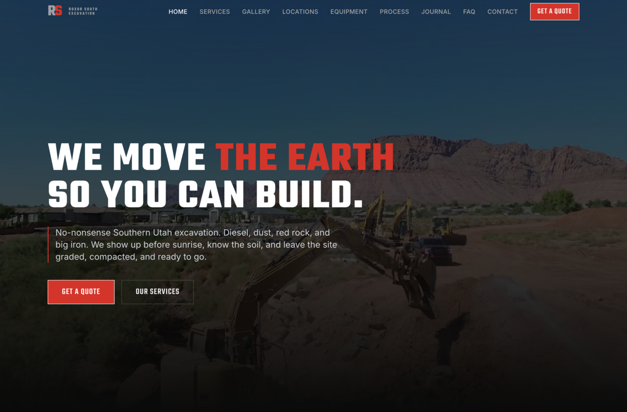 Roxor South Excavation - Smart Website by InfuseAI