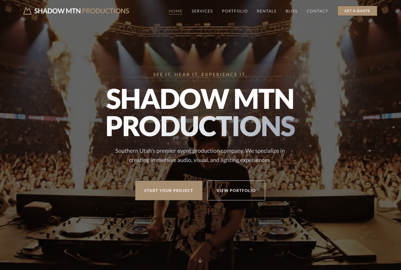 Shadow Mtn Productions - Smart Website by InfuseAI
