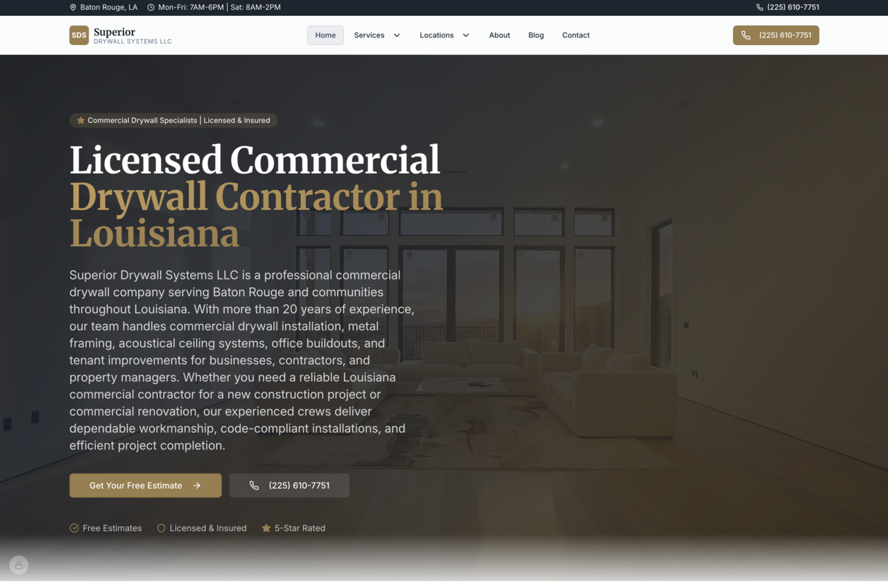 Superior Drywall Systems LLC - Smart Website by InfuseAI